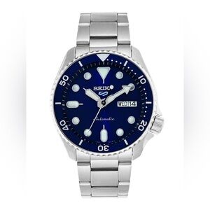 *BRAND NEW Seiko 5 Sports Automatic SRPD51 Blue Day Date Steel Bracelet Watch